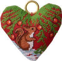 Juleophæng  Egern i hjerte 9x8cm