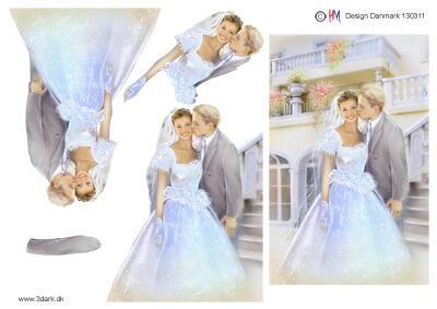 3D ark HM-design Telegram med brudepar ved trappe