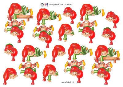 3D ark HM-design Nissebørn der leger på en hylde