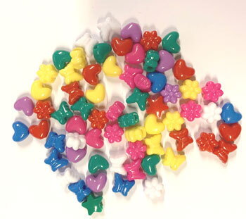Perle plast mix sommerfugl, hjerte, 50g