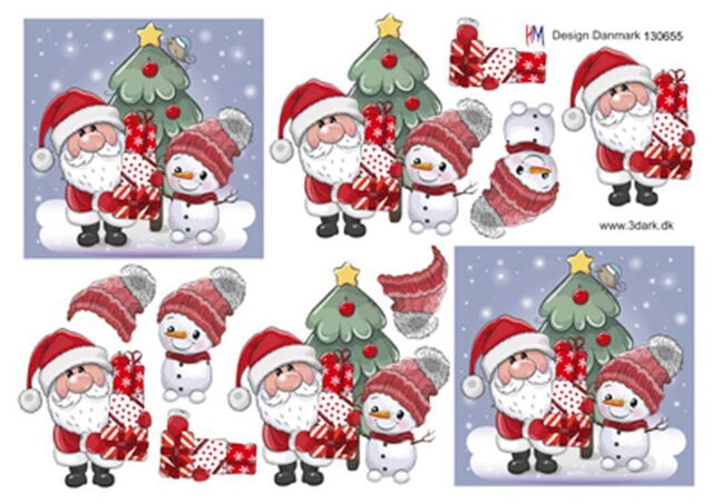 3D ark HM-design Julemand og snemand ved juletræ