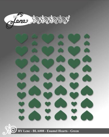 BY Lene Enamel Hearts "Green, m.grøn - 54pcs" BLA008