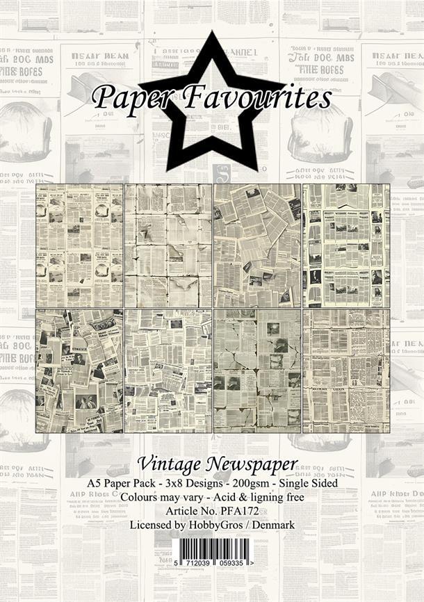 Paper Favourites Paper Pack A5 "Vintage Newspaper" PFA172