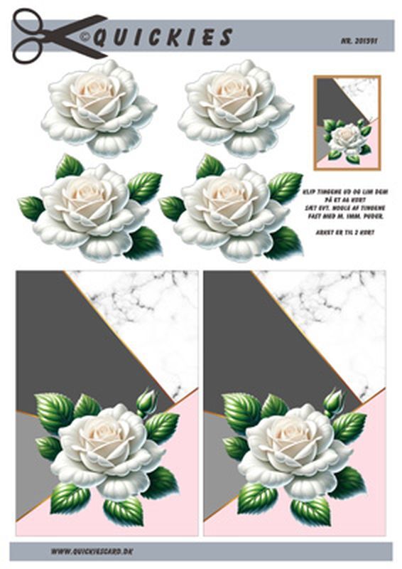3D ark Quickies Stor hvid rose