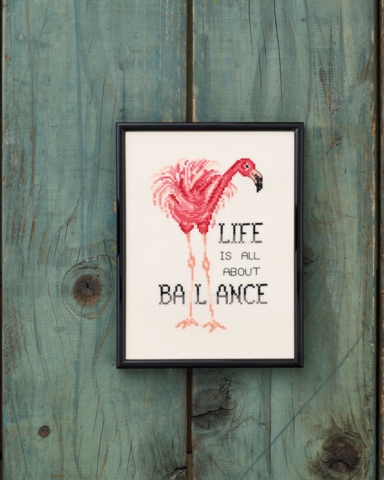 Broderi billede, Life is all about balance, 18x24cm