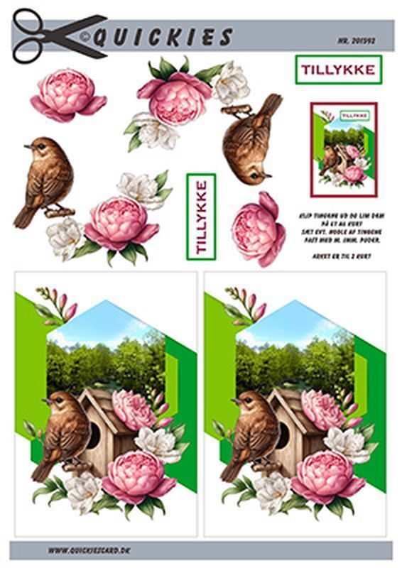 3D ark Quickies Blomster og fugl