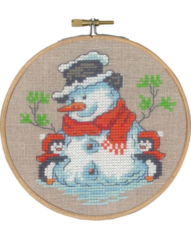 broderi juleophæng, Ø13cm, Pingviner & snemænd