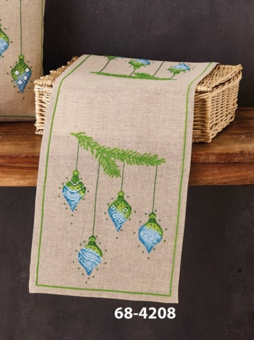broderi juleløber, 32x91cm, Julekugler