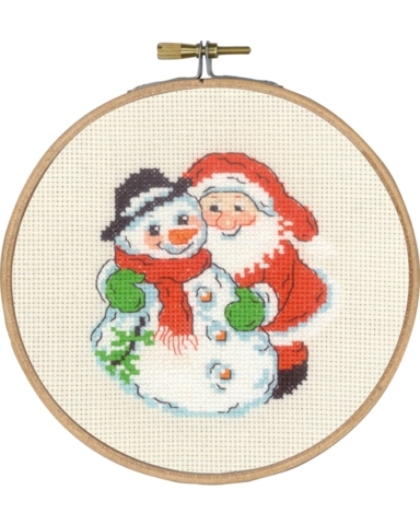 broderi juleophæng, Ø15cm, Snemand og Julemand