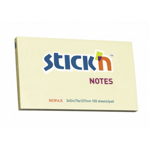 Notesblok 76x127mm, 100 blad Gul