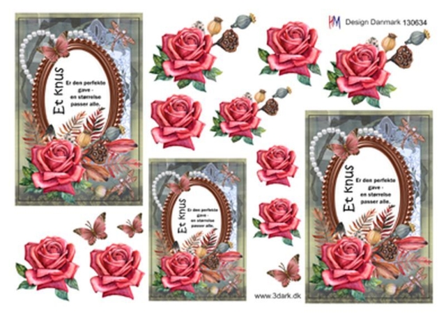 3D ark HM-design Ramme med rose og tekst