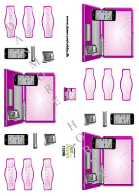 3D ark bærbar computer og iPhone pink