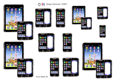 3D ark HM-design Tablet med kors og mobiltelefoner