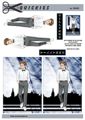 3D ark Quickies Konfirmationsdreng med by baggrund