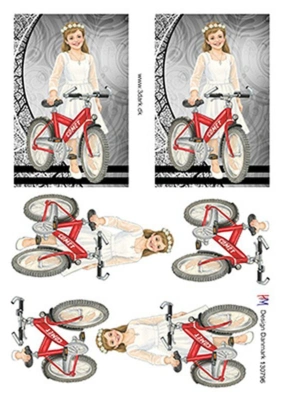 3D ark HM-design Konfirmationspige med rød cykel