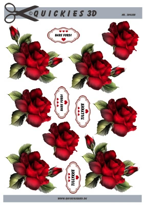 3D ark Quickies smuk rød rose