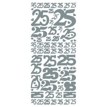 Sticker 25 tal sølvfarvet 4280