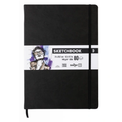 SKETCHBOOK A4, 80 blade 140g sort