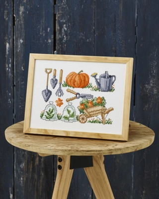 Broderi billede Græskar og vandkande