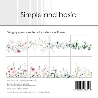 Simple and Basic Design Papers "Watercolour Meadow Flowers" SBP564