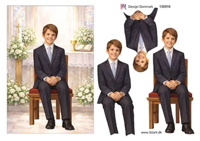 3D ark HM-design Konfirmationsdreng i kirke, stor kort