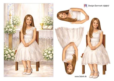 3D ark HM-design Konfirmationspige i kirke, stor kort