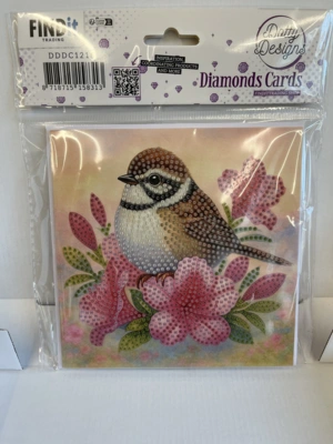 Diamond painting kort blomst spurv 15 x 15cm