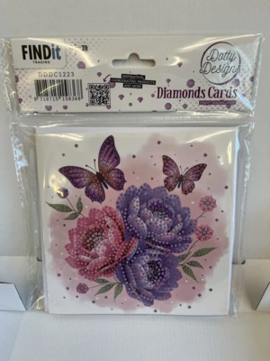 Diamond painting kort sommerfugl blomst 15 x 15cm