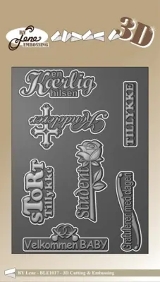 By Lene Cutting & 3D Embossingfolder "Danske tekster" BLE1017