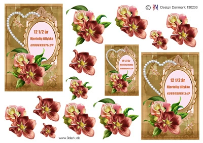 3D ark HM-design Kobberbryllups tekst og blomster