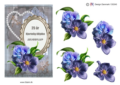 3D ark HM-design Sølvbryllups tekst og blomster til telegram