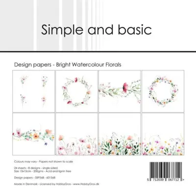 Simple and Basic Design Papers "Bright Watercolour Florals" SBP568