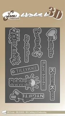 By Lene Cutting & 3D Embossingfolder "Danske tekster" BLE1018