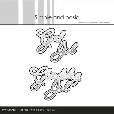 Simple and Basic Press Plate + Dies “God jul / Glædelig Jul" SBH040