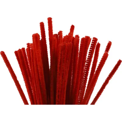 Chenille 50stk, L. 30 cm, 6 mm, rød