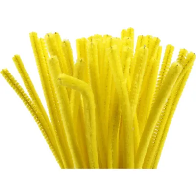 Chenille, 50stk., L: 30cm, 6mm, gul