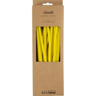 Chenille, 50stk., L: 30cm, 6mm, gul
