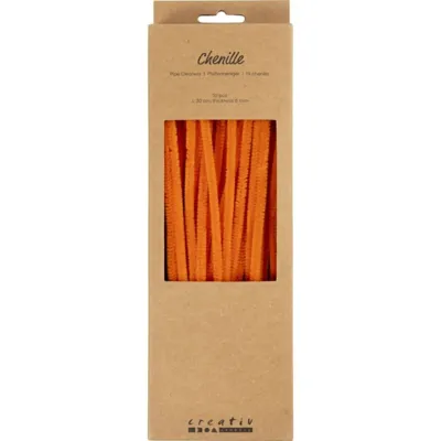 Chenille, 50stk., L: 30cm, 6mm, orange