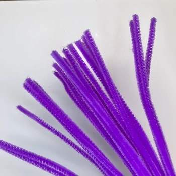 Chenille 6mm x 30cm lilla, 25stk.