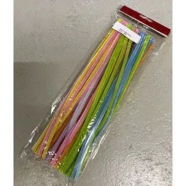 Chenille 6mm x 30cm mix pastel farvet 50stk.