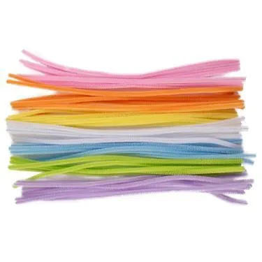 Chenille 6mm x 30cm mix pastel farvet 50stk.