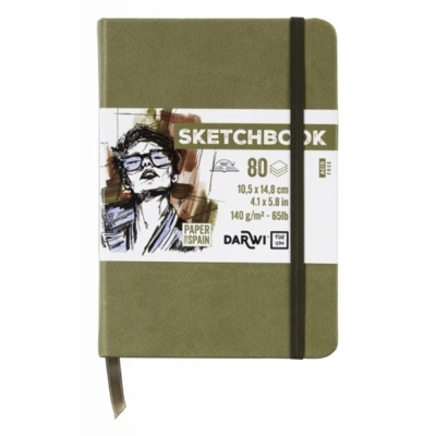 Sketchbook A6, 80sider 140g Khaki / grøn