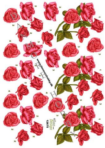 3D ark Dan-design Langstilkede rød roser