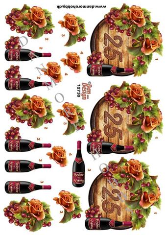3D ark Dan-design blomster, 25 år vin
