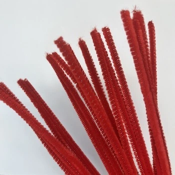 Chenille rød 6mm x 30cm, 25stk.