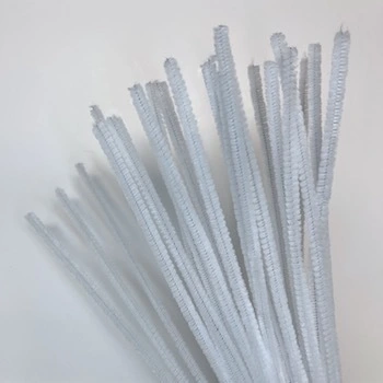 Chenille hvid 6mm x 30cm, 25stk.