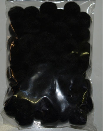 Pompon 10mm sort, 100stk.