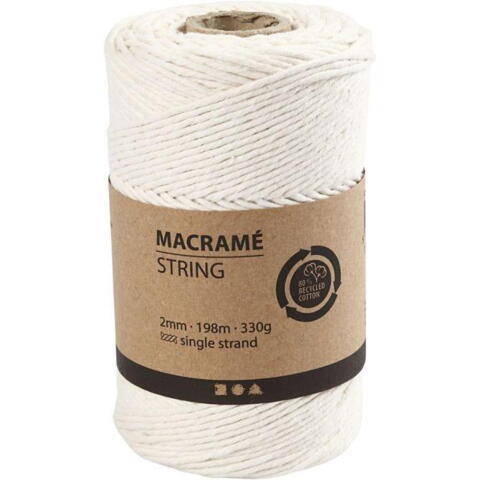 Macramè snor råhvid 2mm, 198m, 330gr.