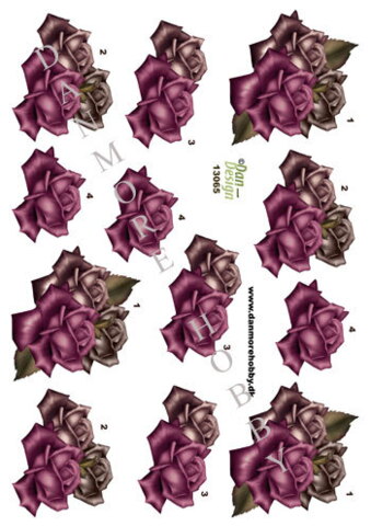 3D ark Dan-design lilla og brun rose