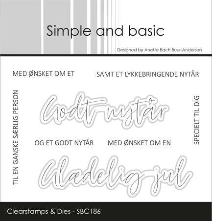 Simple and basic Clearstamp + Dies "Glædelig jul" SBC186